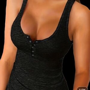 Sexy black tank top with snaps 12